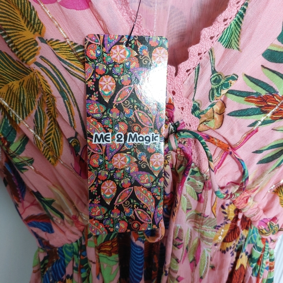 Me 2 Magic Pink Small Boho Maxi Tiered Floral Dress - Picture 9 of 10